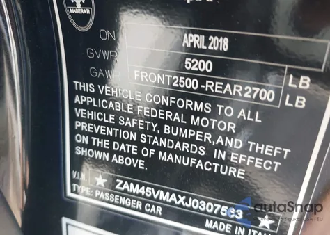 2018 Maserati Granturismo Mc/Sport z USA, uszkodzony, nr VIN ZAM45VMAXJ0307563